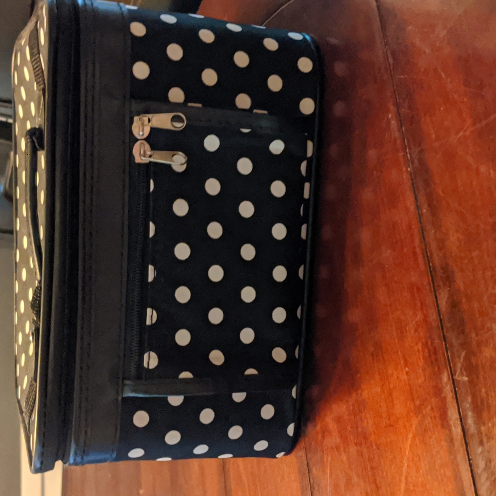 Black and White dot travel make up case
